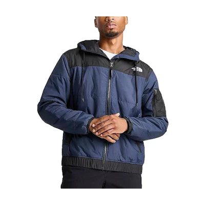 TNF Logo Patchwork Loose Fit Zip Hoodie Jacket - Blue NF0A7WXQ-410