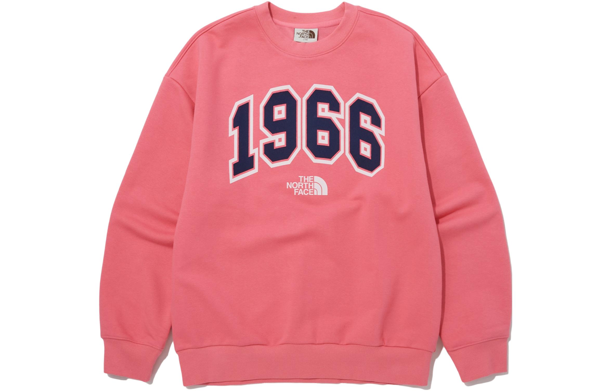TNF Logo Pink Crewneck Sweatshirt Loose Fit Long Sleeve NM5MP51M