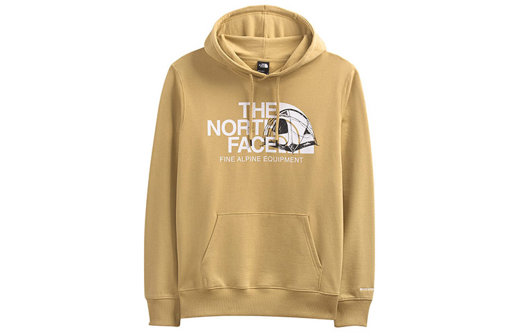 TNF Logo Play Pullover Hoodie Yellow Mens Camping Print Sweatshirt NF0A5J92-ZSF