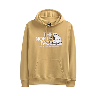 TNF Logo Play Pullover Hoodie Yellow Mens Camping Print Sweatshirt NF0A5J92-ZSF