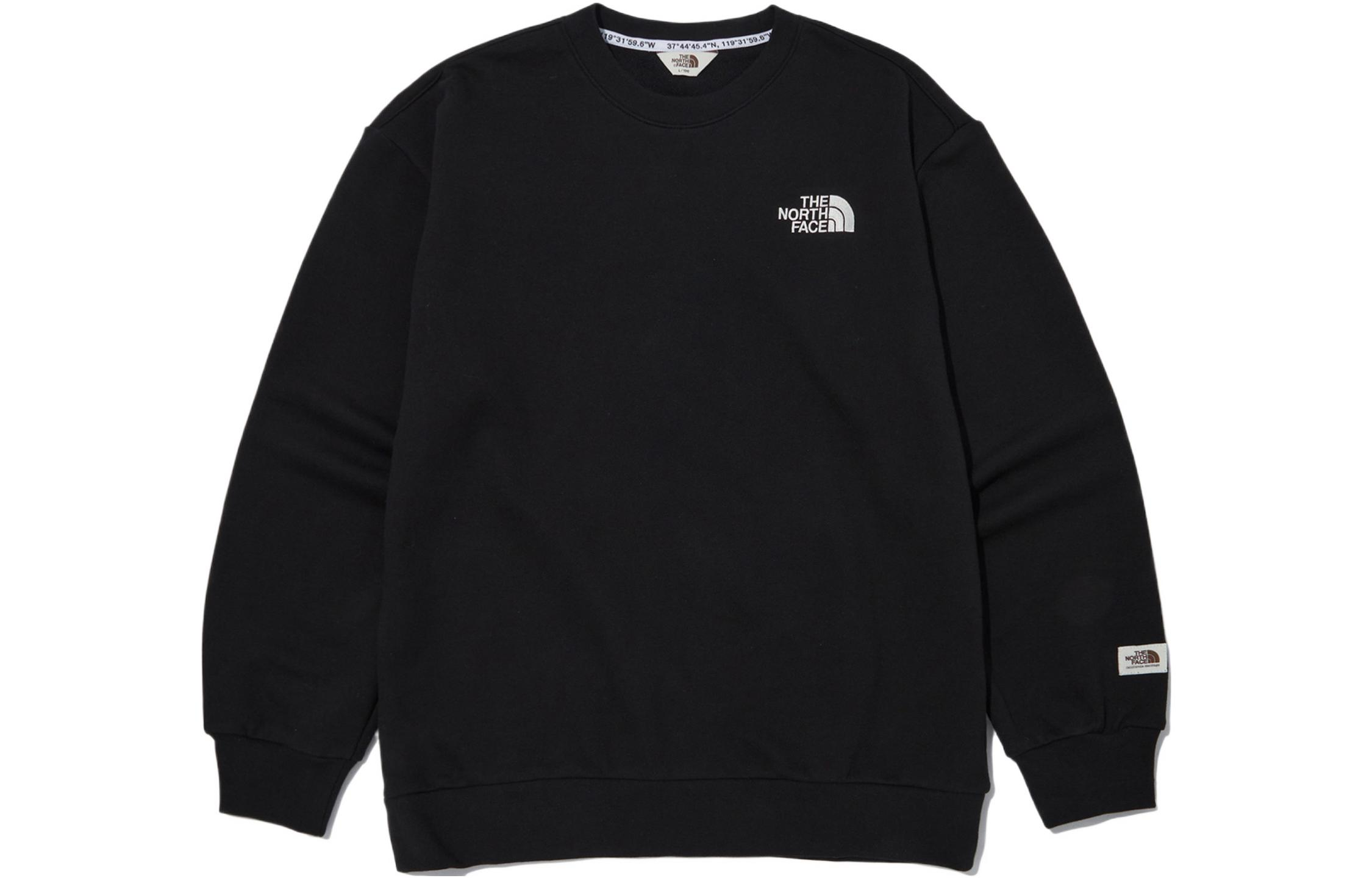 The North Face Logo Print Black Crewneck Sweatshirt Unisex Casual NM5MN03J