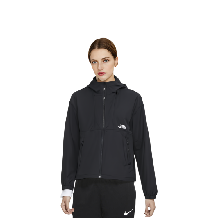 TNF Logo Print Black Zip-Up Hoodie Jacket Unisex Casual Wear NJ3BQ01A 圖 5