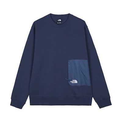 TNF Logo Print Blue Crewneck Long-Sleeve Sweatshirt NF0A7QT2-8K2