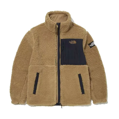 TNF Logo Print Brown Stand Collar Jacket Unisex Casual Outerwear NJ4FM62C