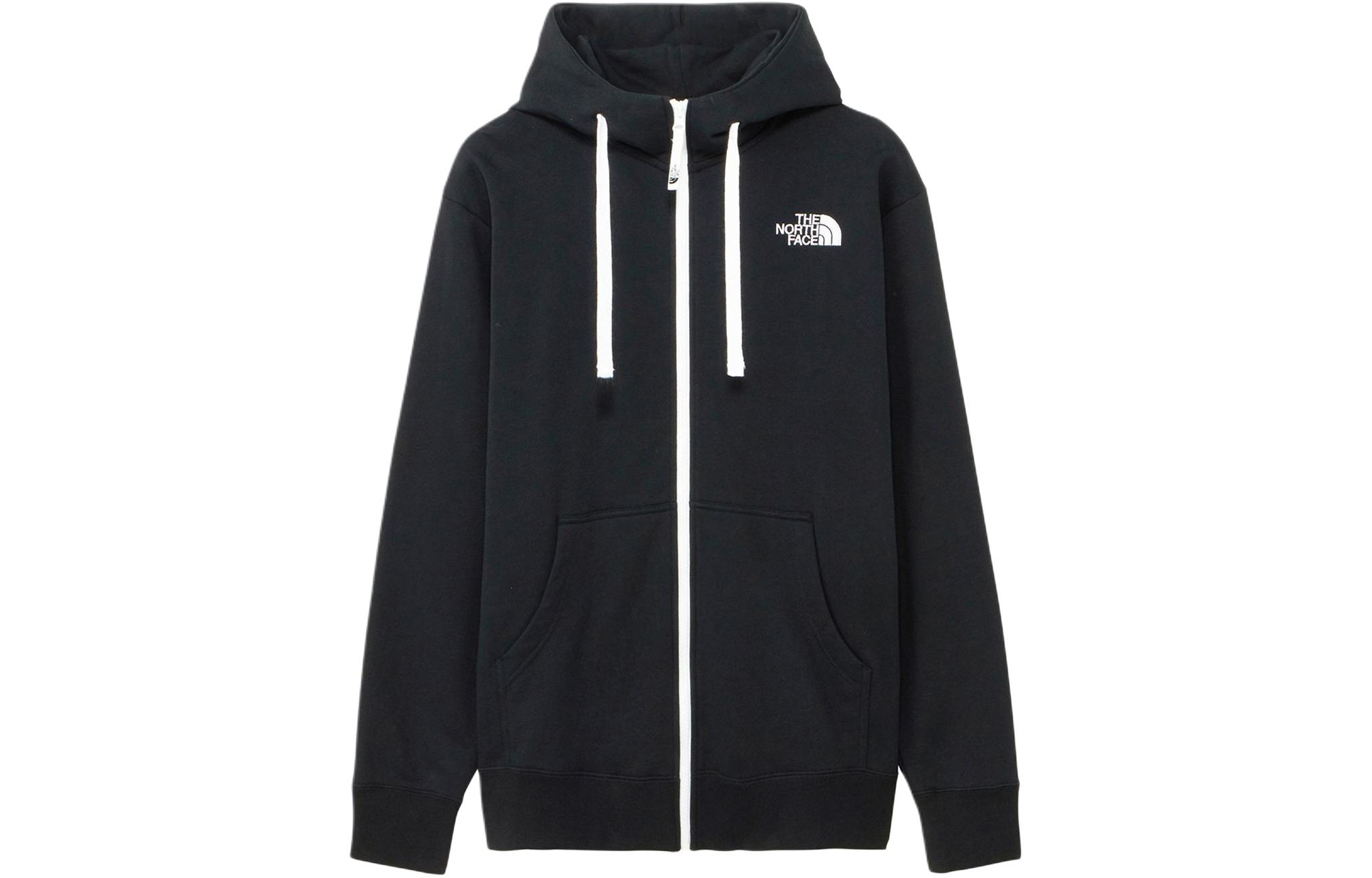 TNF Logo Print Color-Block Zip Hoodie Jacket Black NT12442-K