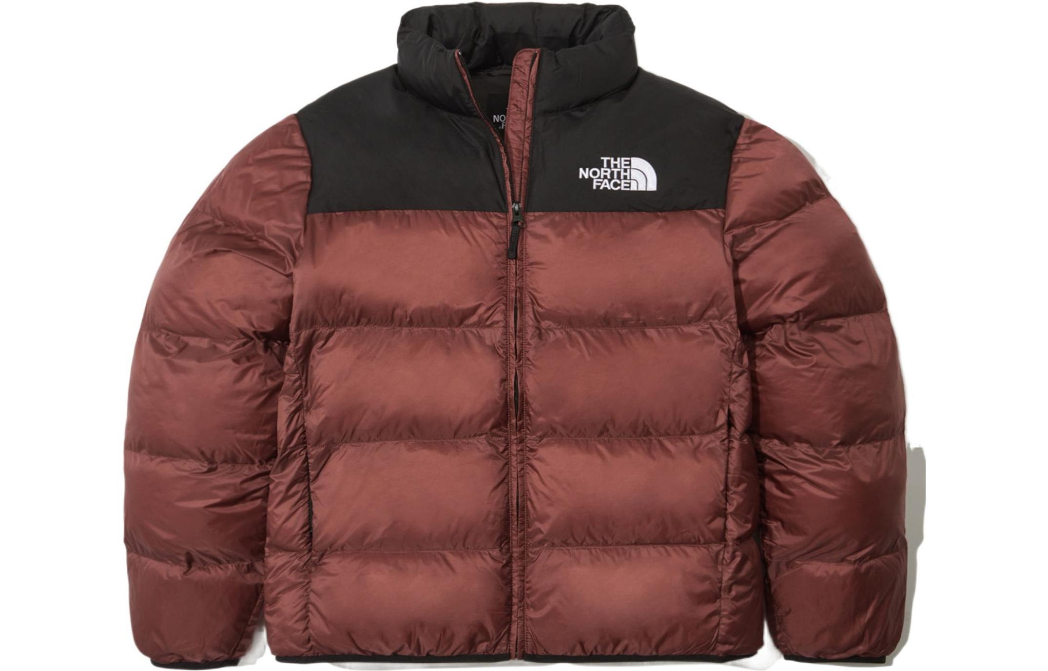 TNF Logo Print Colorblock Puffer Jacket for Men in Tea Rose NJ3NN62D