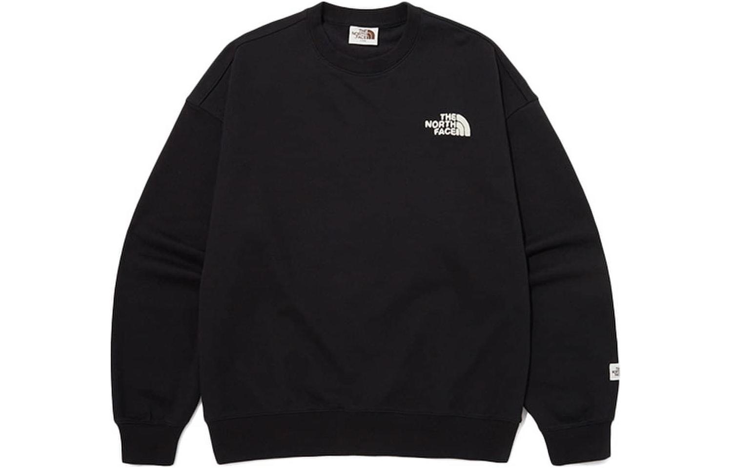 TNF Logo Print Crewneck Sweatshirt - Black Ribbed Pullover NM5MP50L