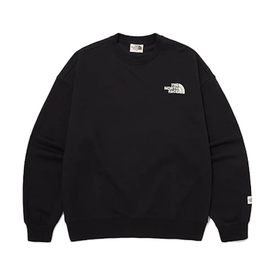 TNF Logo Print Crewneck Sweatshirt - Black Ribbed Pullover NM5MP50L