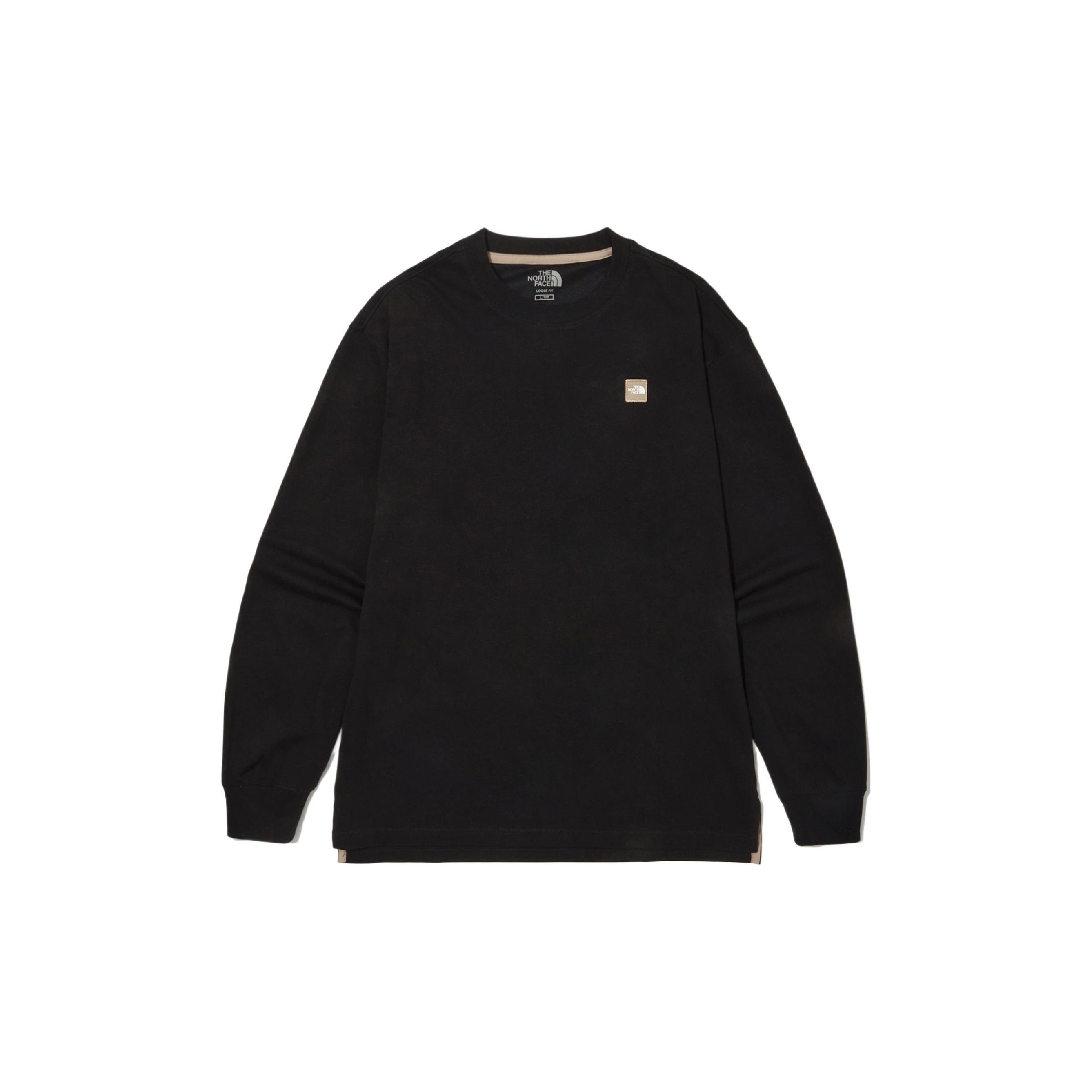 TNF Logo Print Crewneck Sweatshirt Unisex Black Long Sleeve NT7TN00J