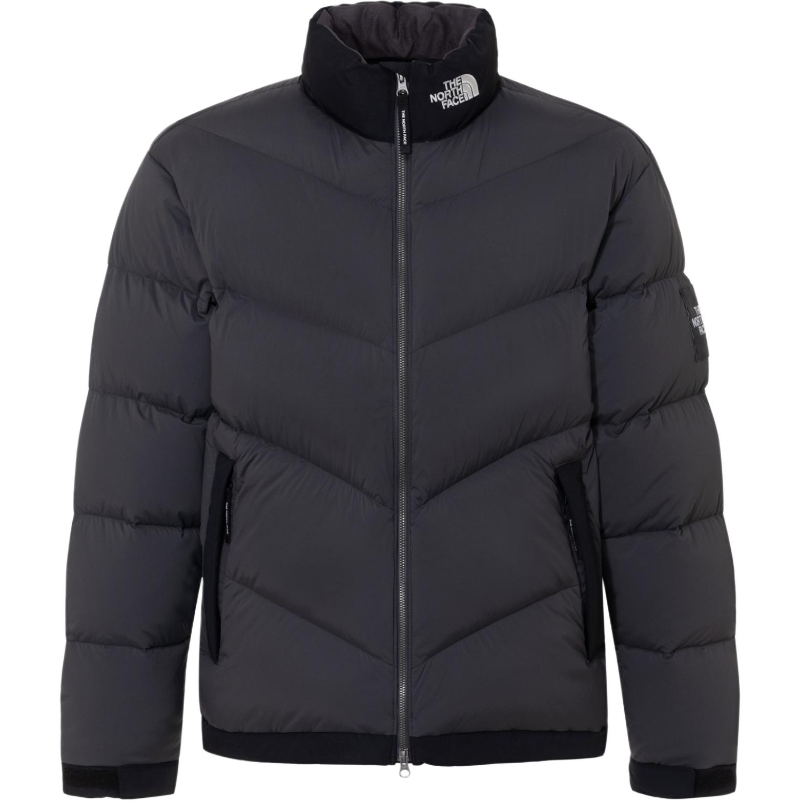 TNF Logo Print Down Jacket for Men in Gray with Stand Collar. NJ1DQ63K