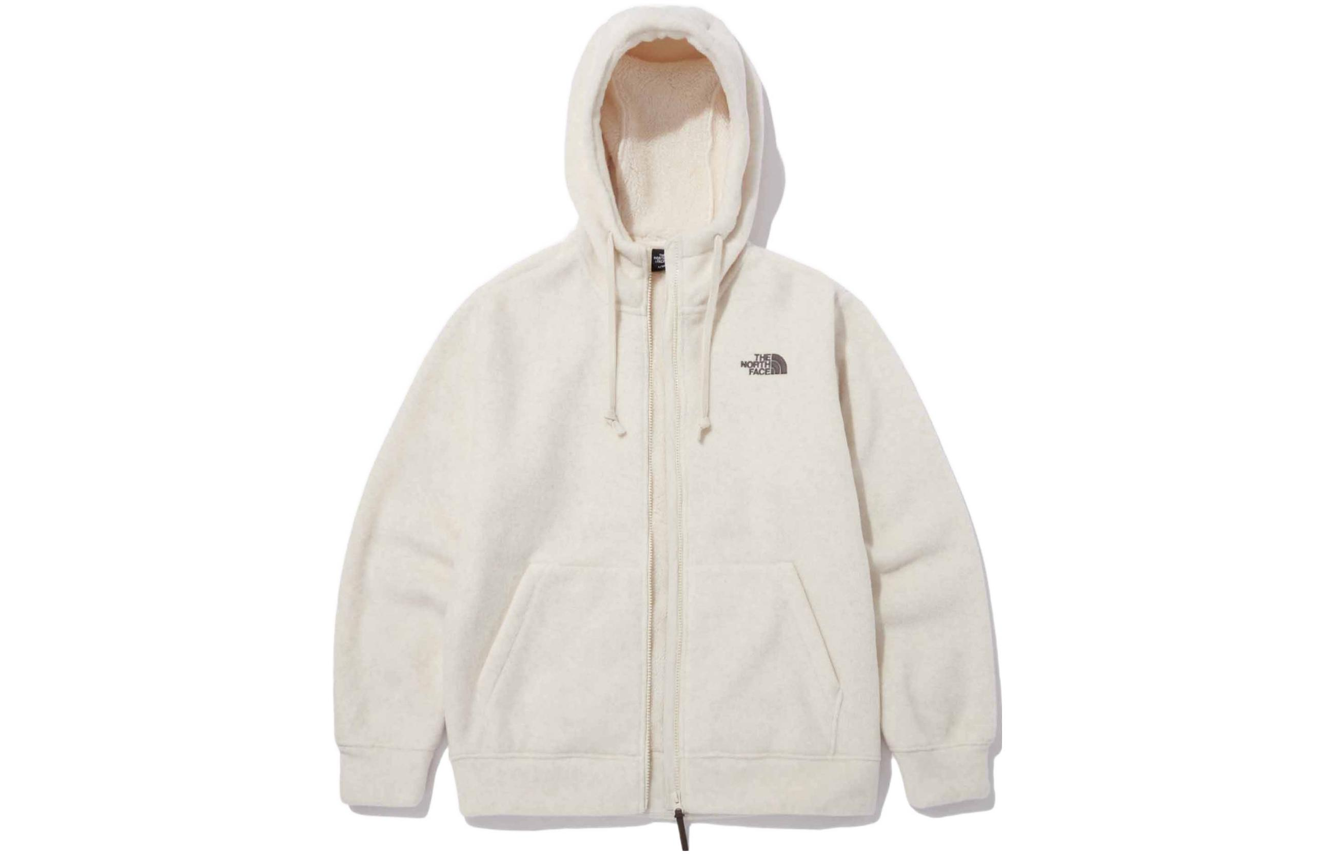 TNF Logo Print Drawstring Hoodie White Long Sleeve NJ4FN61A