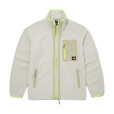 TNF Logo Print Fleece Jacket Beige Unisex Casual Outerwear NJ4FM01A