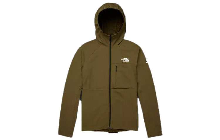 TNF Logo Print Fleece Jacket in Army Green NF0A5J7S-37U