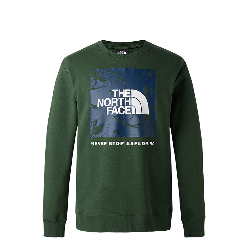 TNF Logo Print Green Knitted Crewneck Sweatshirt Unisex NF0A86Q0-I0P