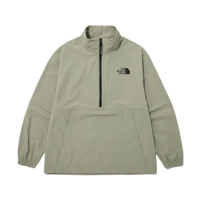 TNF Logo Print Half-Zip Stand Collar Sweatshirt Gray-Green NA3BP12B