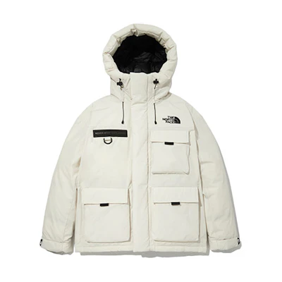 TNF Logo Print Hooded Down Jacket Winter Unisex Off-White NJ1DM67G