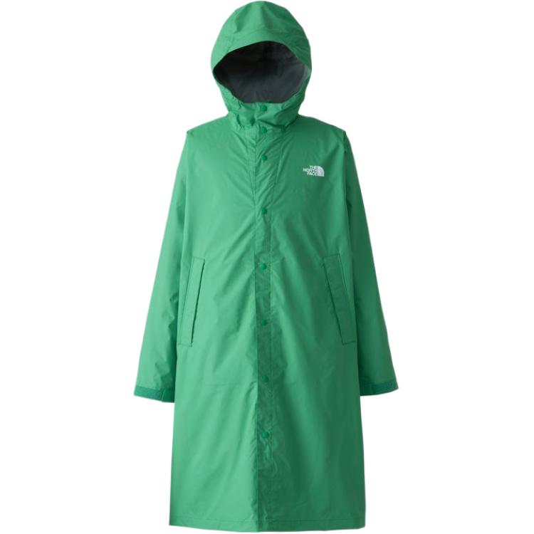 TNF Logo Print Hooded Long Jacket Optical Green for Men NP12432-OE