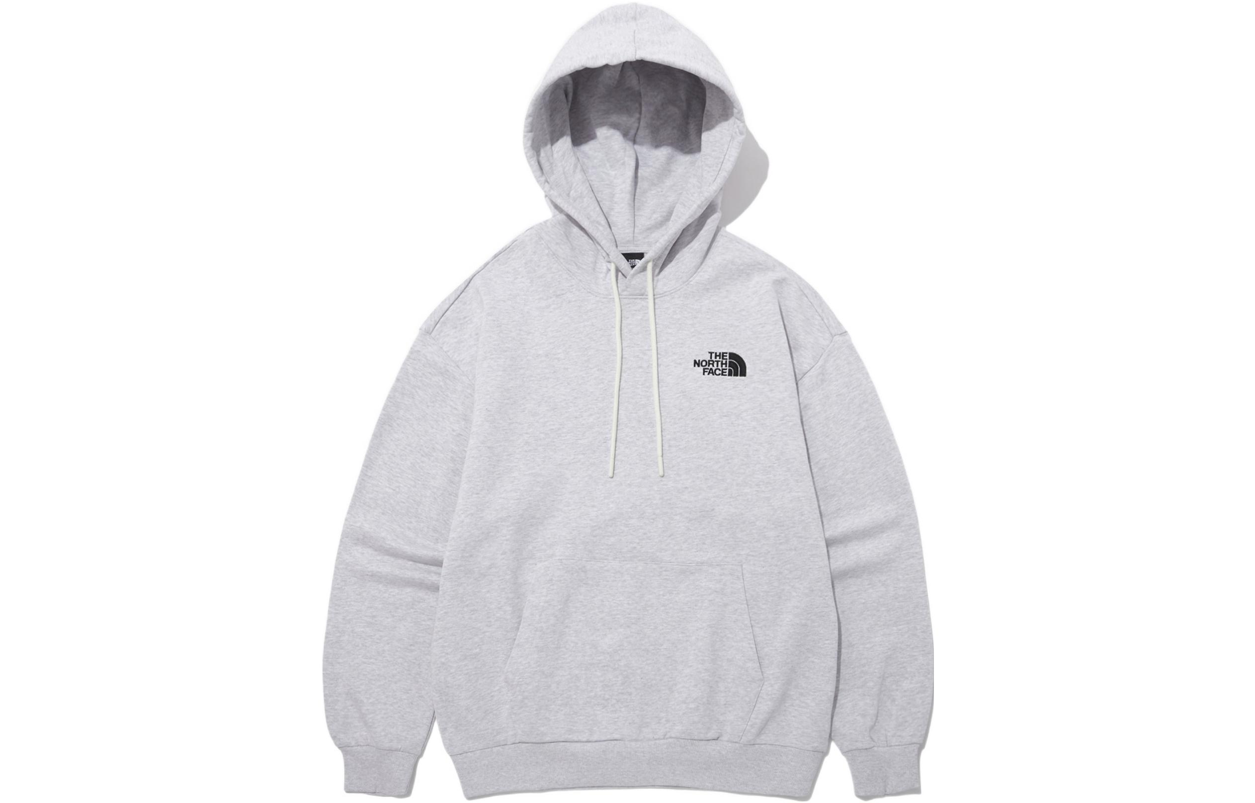 TNF Logo Print Hoodie in Gray with Drawstring and Hood NM5PP42B
