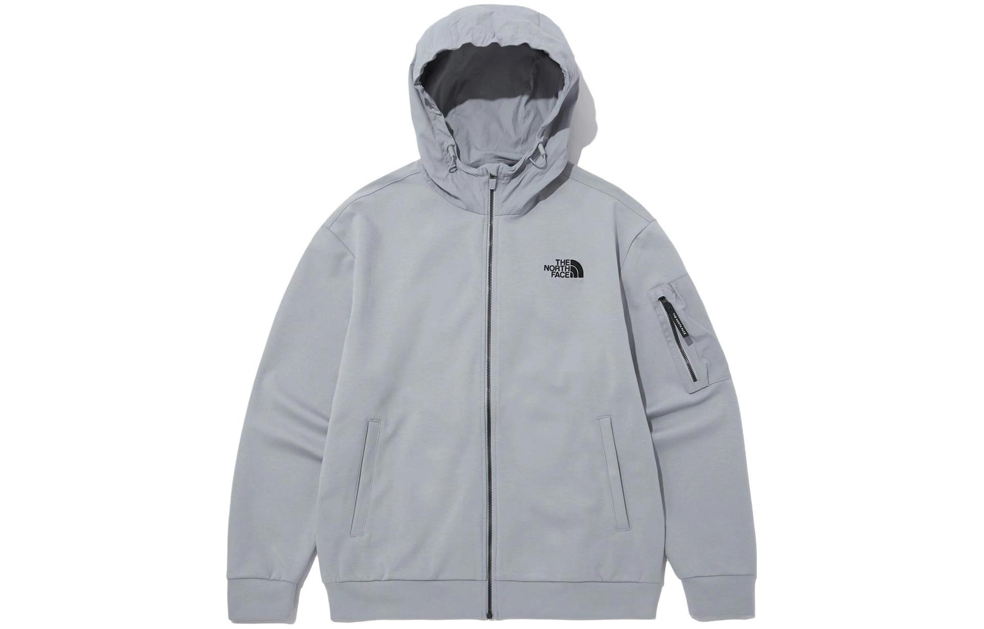 TNF Logo Print Hoodie Long Sleeve Jacket Unisex - Grey NJ5JP02B