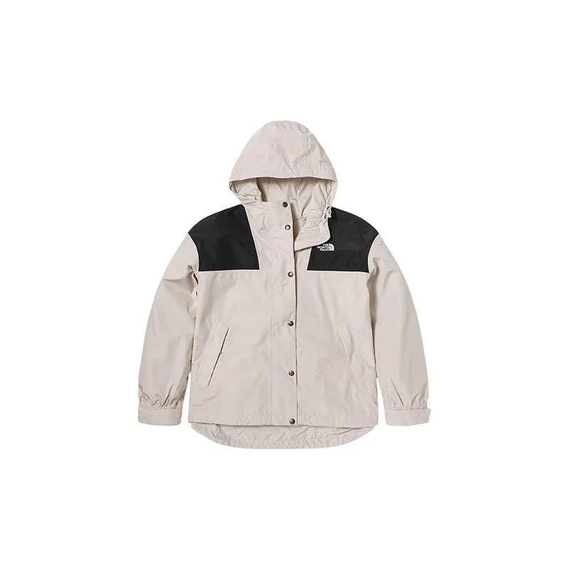 TNF Logo Print Hoodie Windbreaker Waterproof Jacket Beige Unisex NF0A7QSI-N3N 圖 3