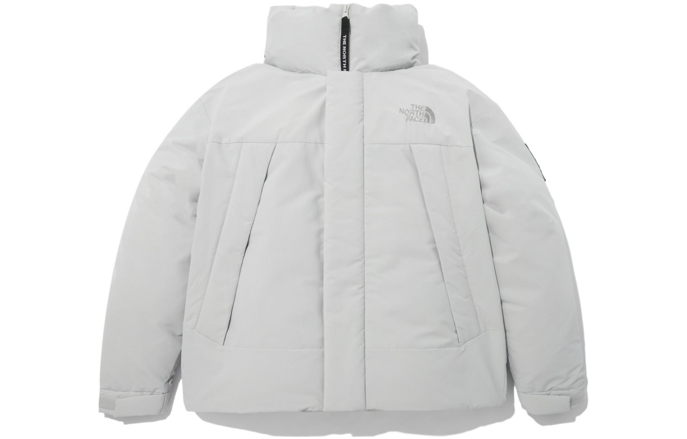 TNF Logo Print Light Gray Unisex Down Puffer Jacket NJ3NN51M