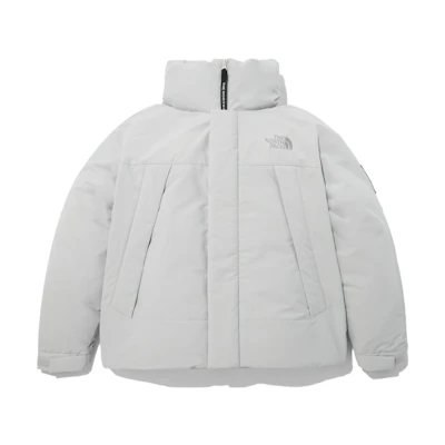 TNF Logo Print Light Gray Unisex Down Puffer Jacket NJ3NN51M