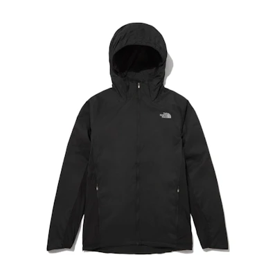 TNF Logo Print Patchwork Hooded Puffer Jacket NJ2HN70A