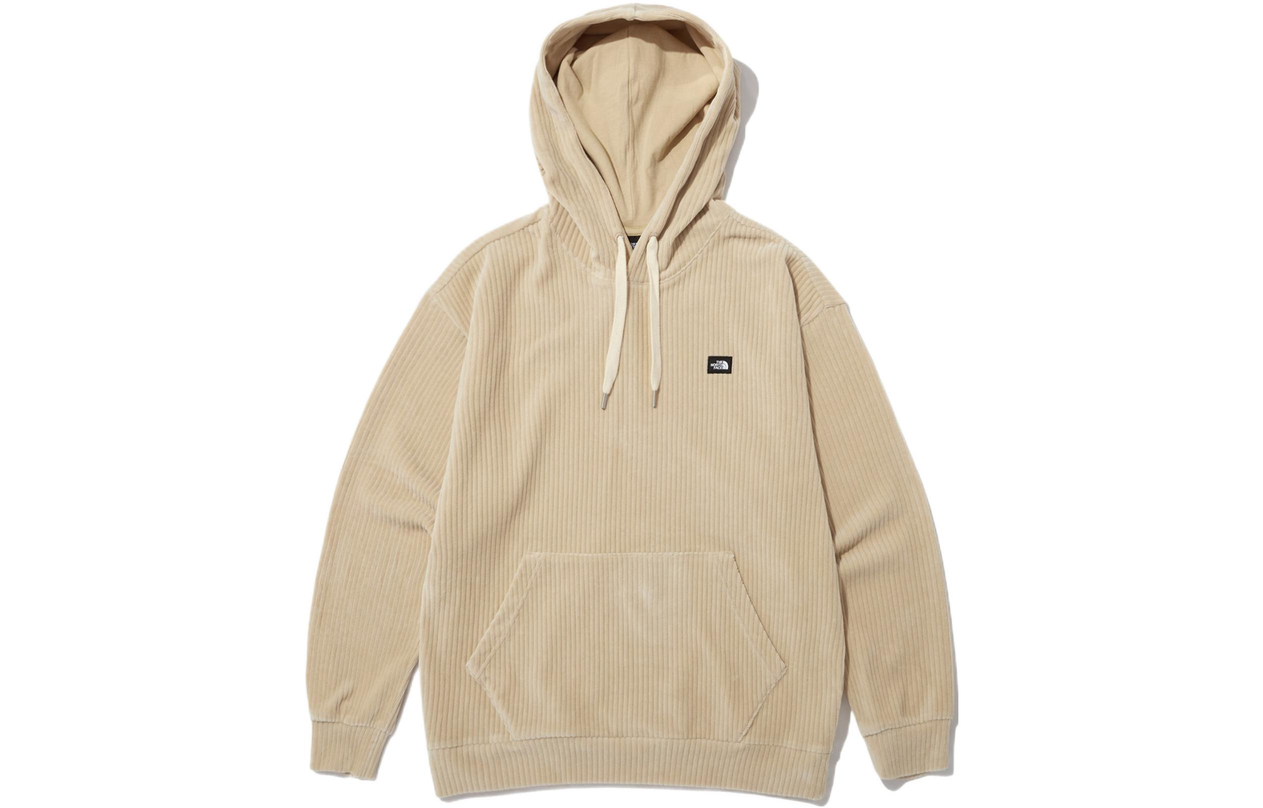 TNF Logo Print Pullover Hoodie Light Beige Casual Long Sleeve NM5PN52B