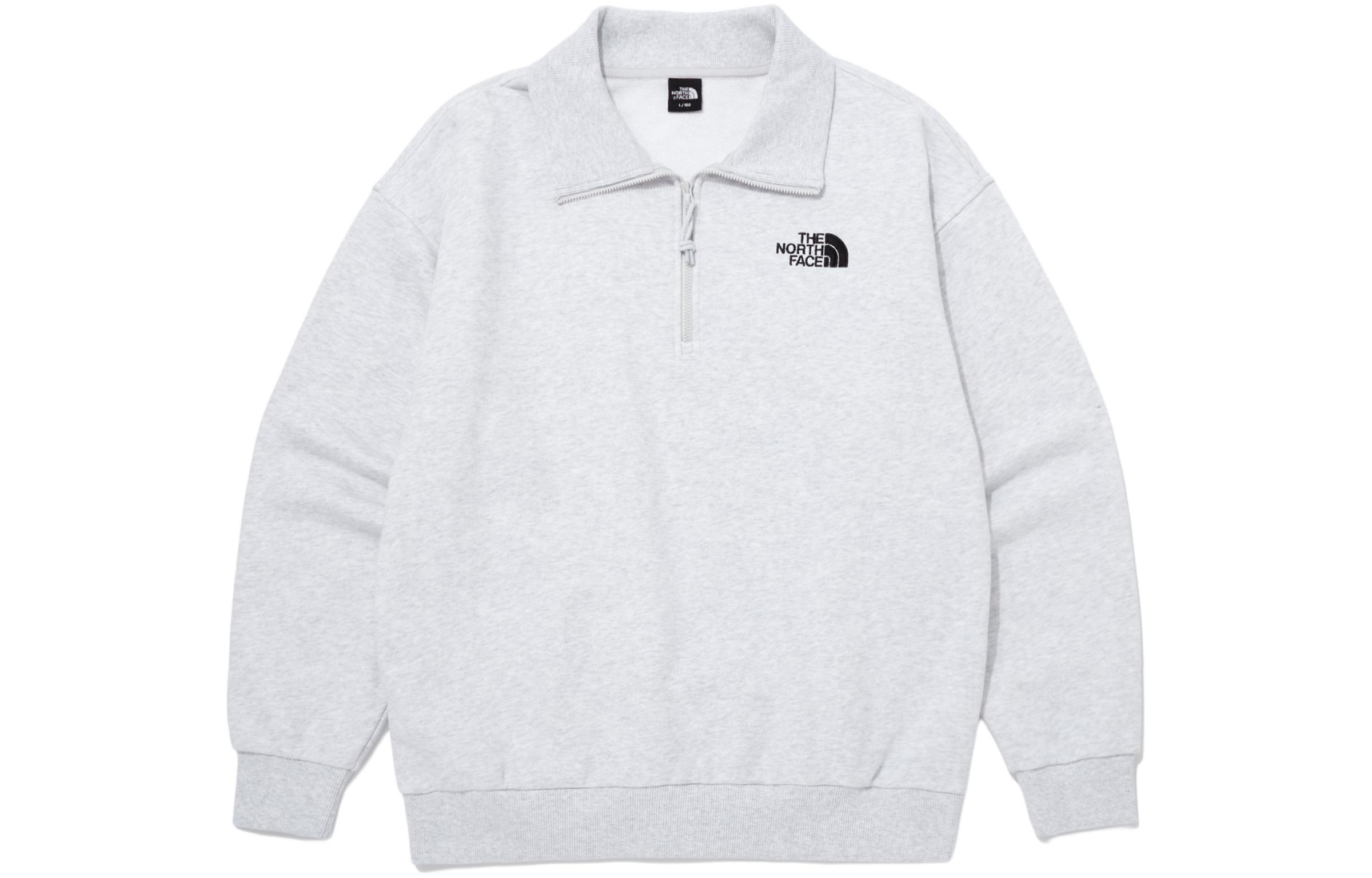 TNF Logo Print Pullover Long Sleeve Sweatshirt Grey NM5MQ04A