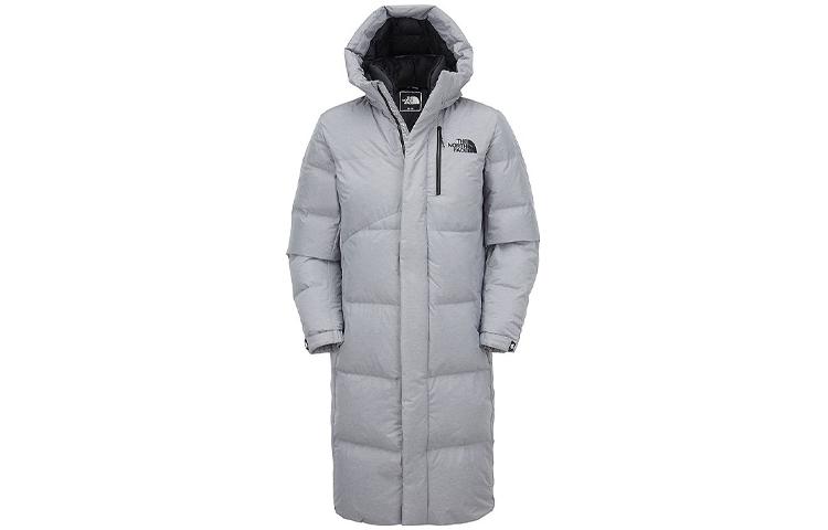 TNF Logo Print Solid Long Down Jacket with Hood NC1DK58B