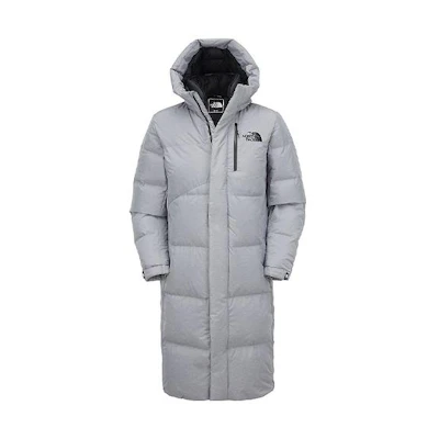 TNF Logo Print Solid Long Down Jacket with Hood NC1DK58B