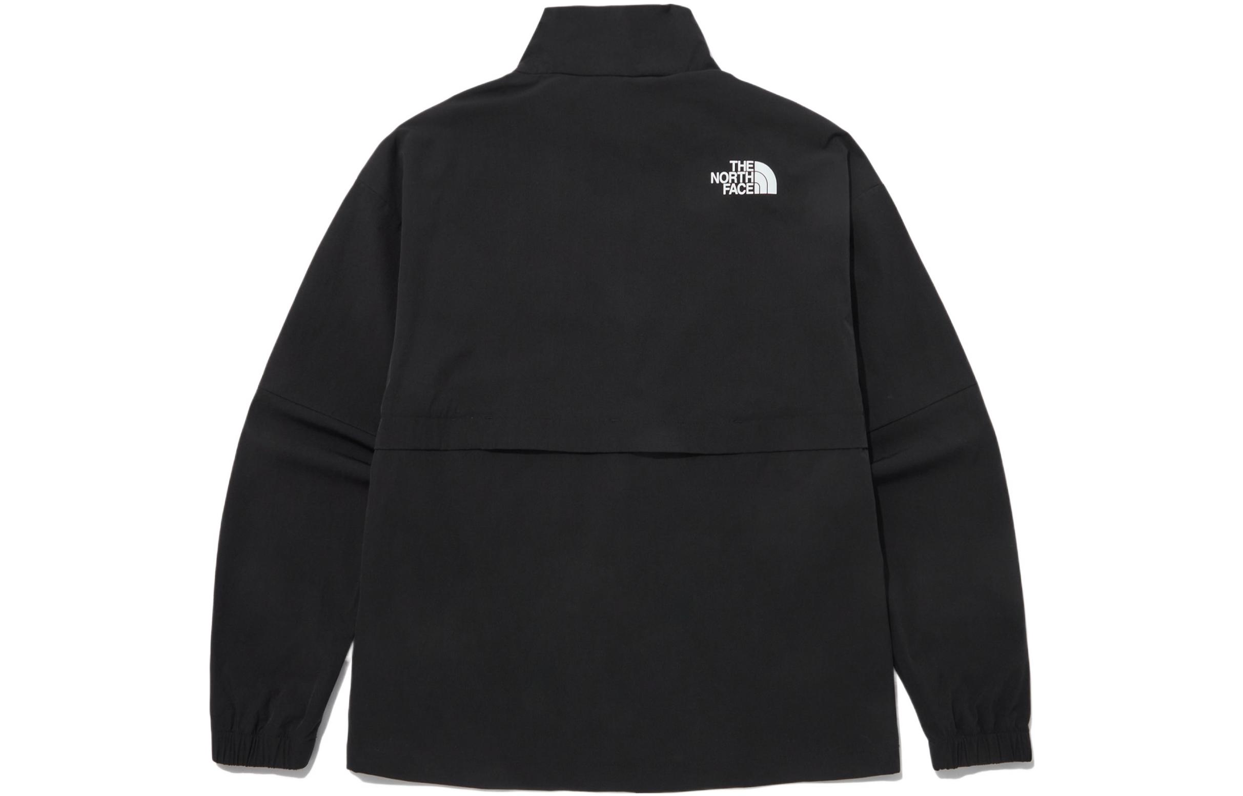 TNF Logo Print Stand Collar Zip Jacket Unisex Black NJ3BP09A