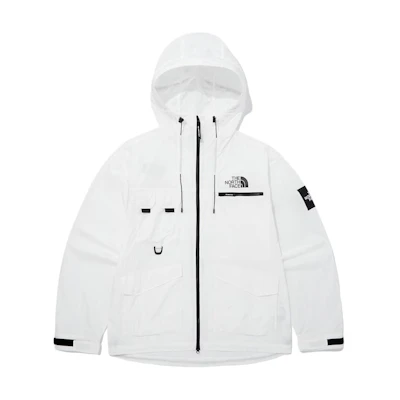 TNF Logo Print Waterproof Outdoor Jacket with Multiple Pockets - White NJ3LQ03K