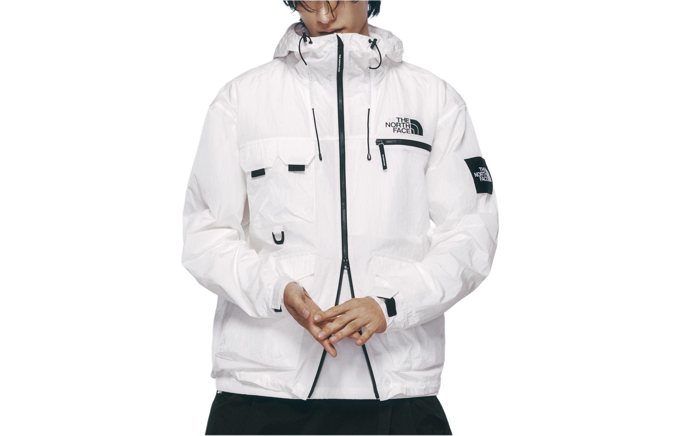 TNF Logo Print Waterproof Outdoor Jacket with Multiple Pockets - White NJ3LQ03K 圖 2