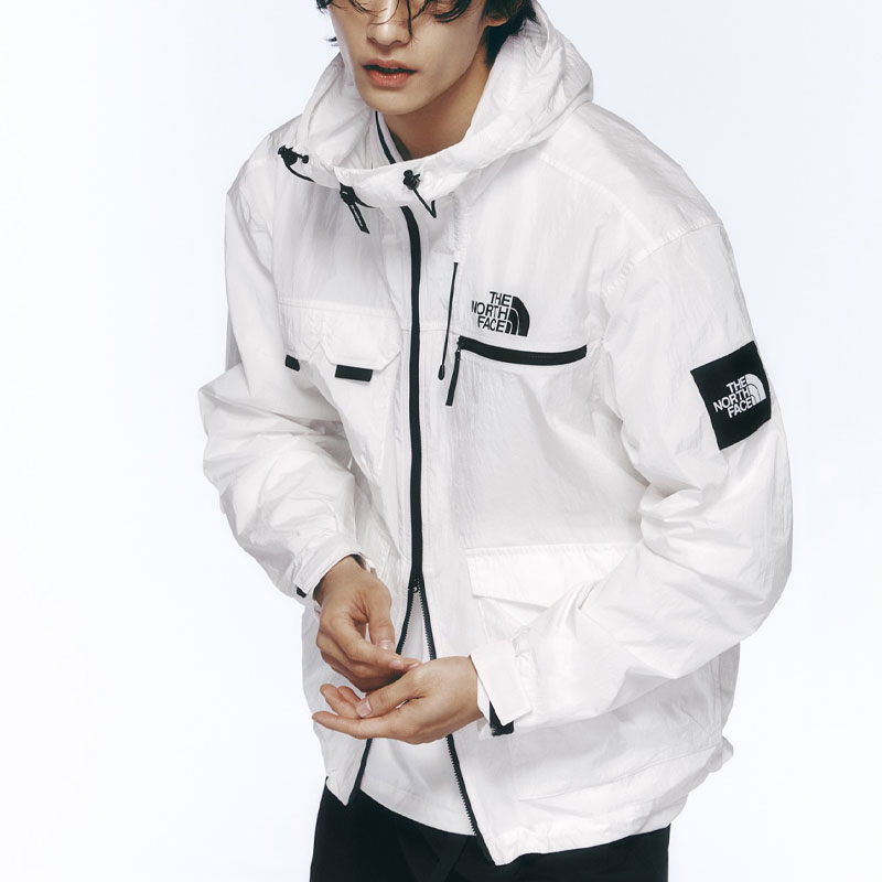 TNF Logo Print Waterproof Outdoor Jacket with Multiple Pockets - White NJ3LQ03K 圖 3