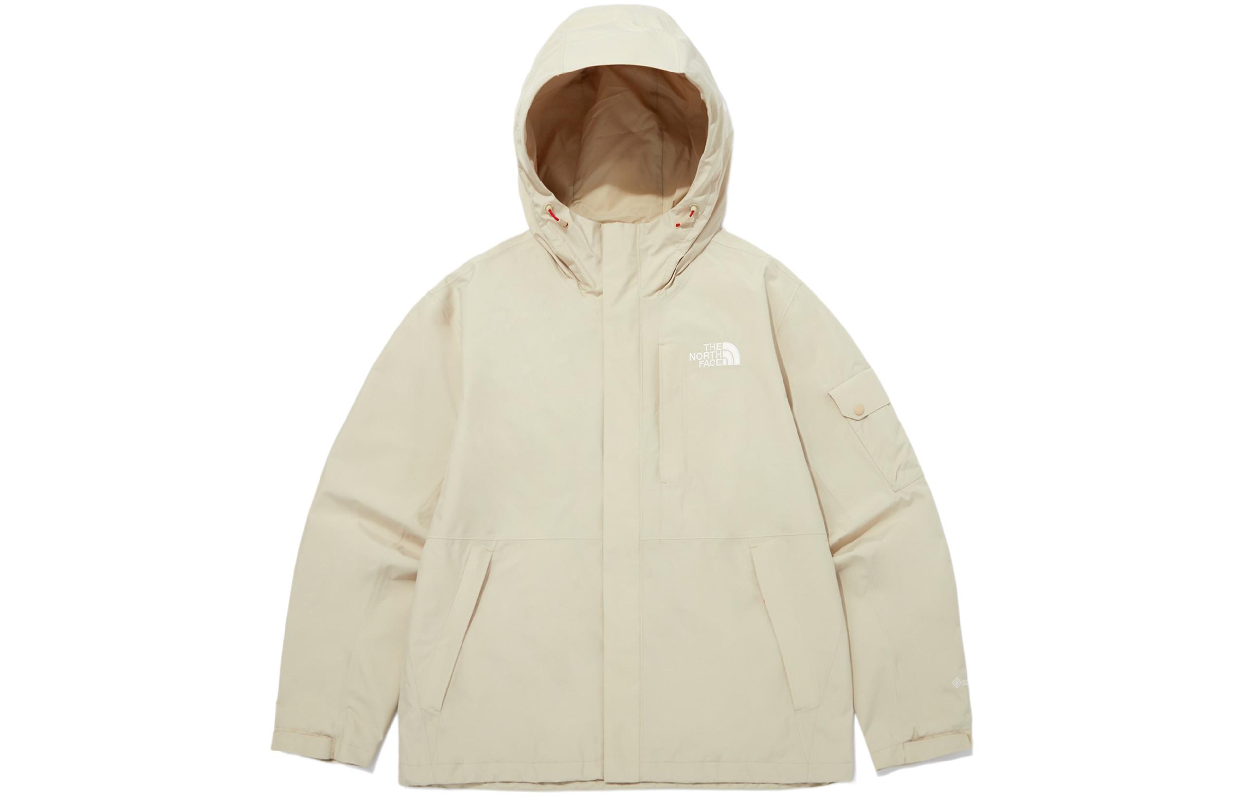 The North Face Logo Print Zip-Up Hoodie Jacket Beige NJ2GQ02B