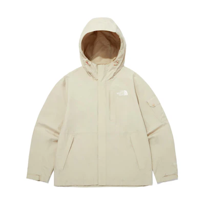 TNF Logo Print Zip-Up Hoodie Jacket Beige NJ2GQ02B