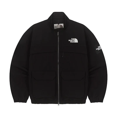 TNF Logo Print Zip-Up Stand Collar Jacket Black Coat. NJ3BQ51J