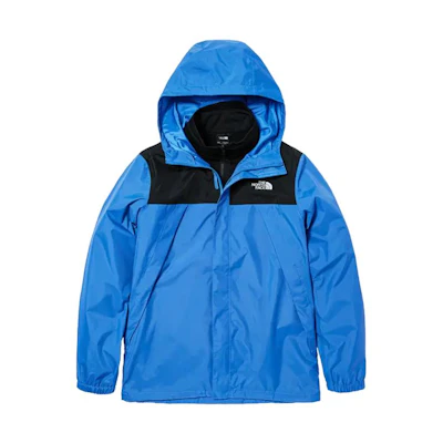 TNF Logo Printed Blue Waterproof Hooded Hiking Jacket for Men NF0A7W7T-TV5