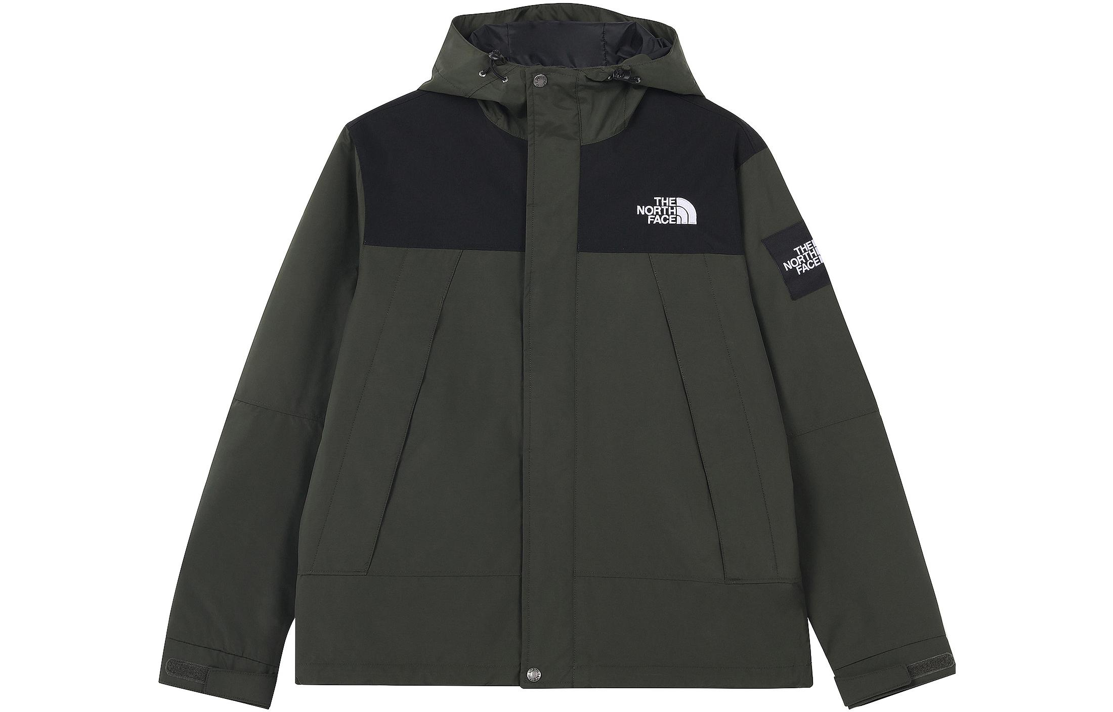 The North Face Logo Printed Colorblock Hoodie Jacket Unisex Army Green NI3BN54M