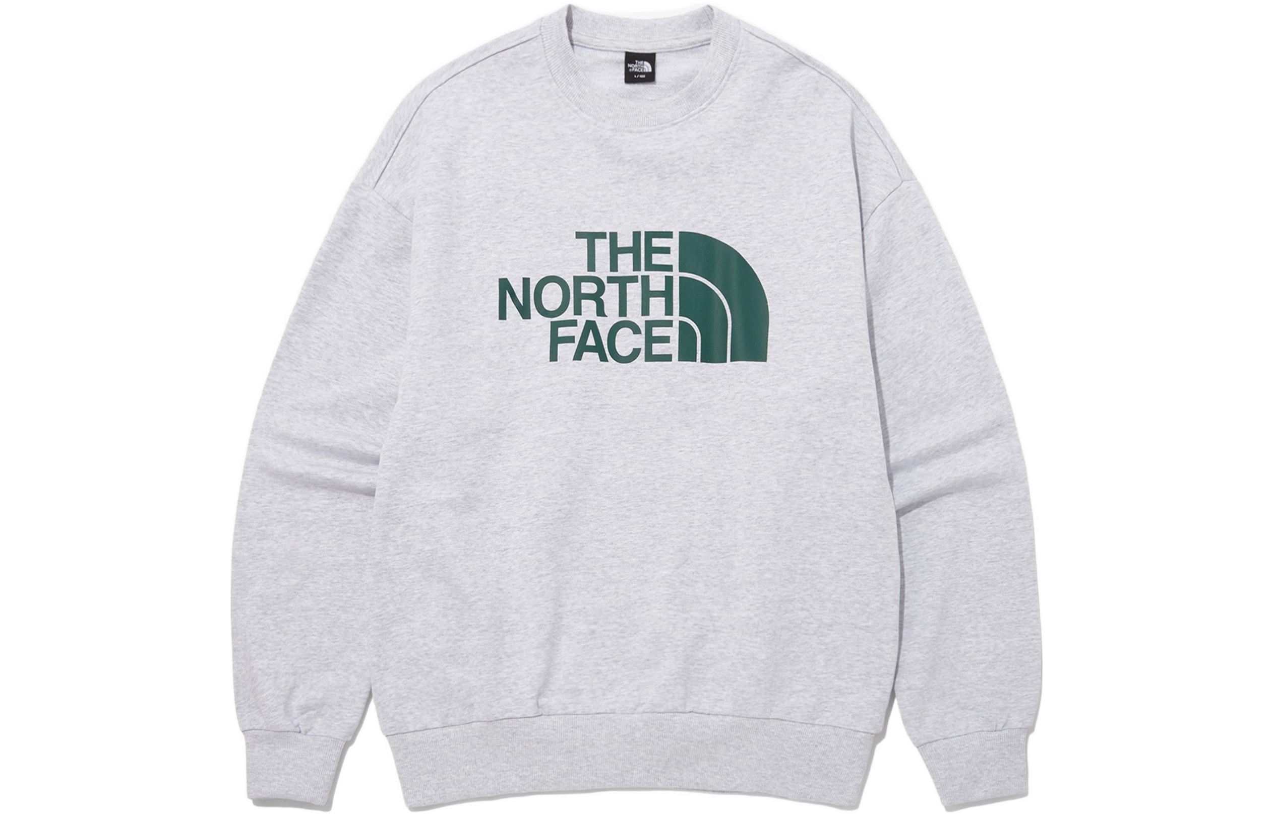 TNF Logo Printed Crewneck Sweatshirt Gray Long Sleeve Casualwear NM5MP41B