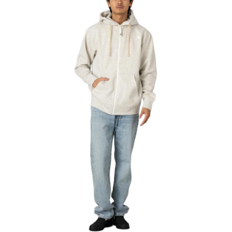 TNF Logo Printed Hoodie Jacket Unisex in Oatmeal NT12442-OM