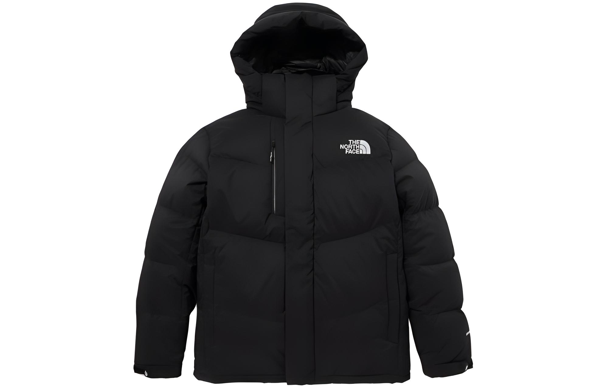 TNF Logo Printed Hoodie Zip Down Jacket Black NJ2DP72A