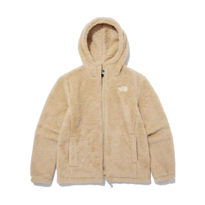 TNF Logo Printed Zip Hoodie Fleece Jacket Unisex Beige NJ4FN56J