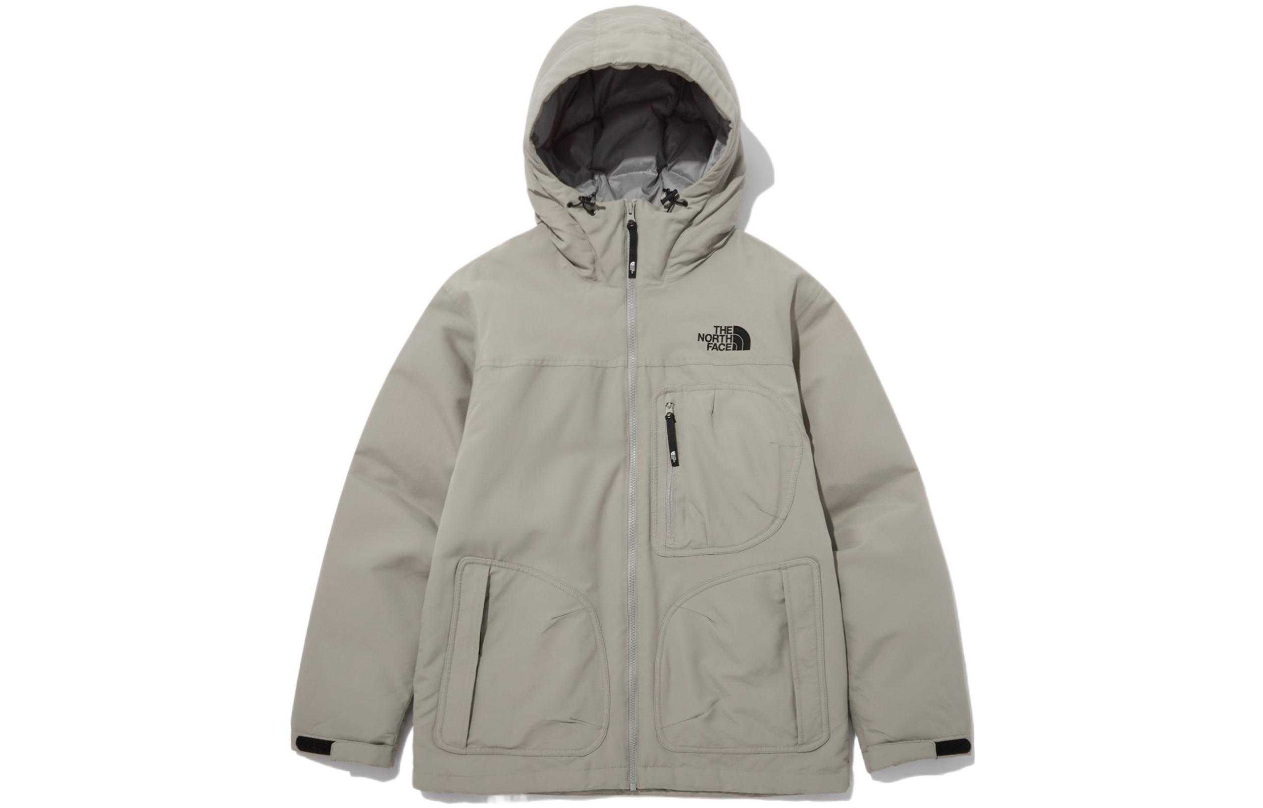 TNF Logo Printed Zip Pocket Hoodie Jacket Unisex Grey NJ3NN56C