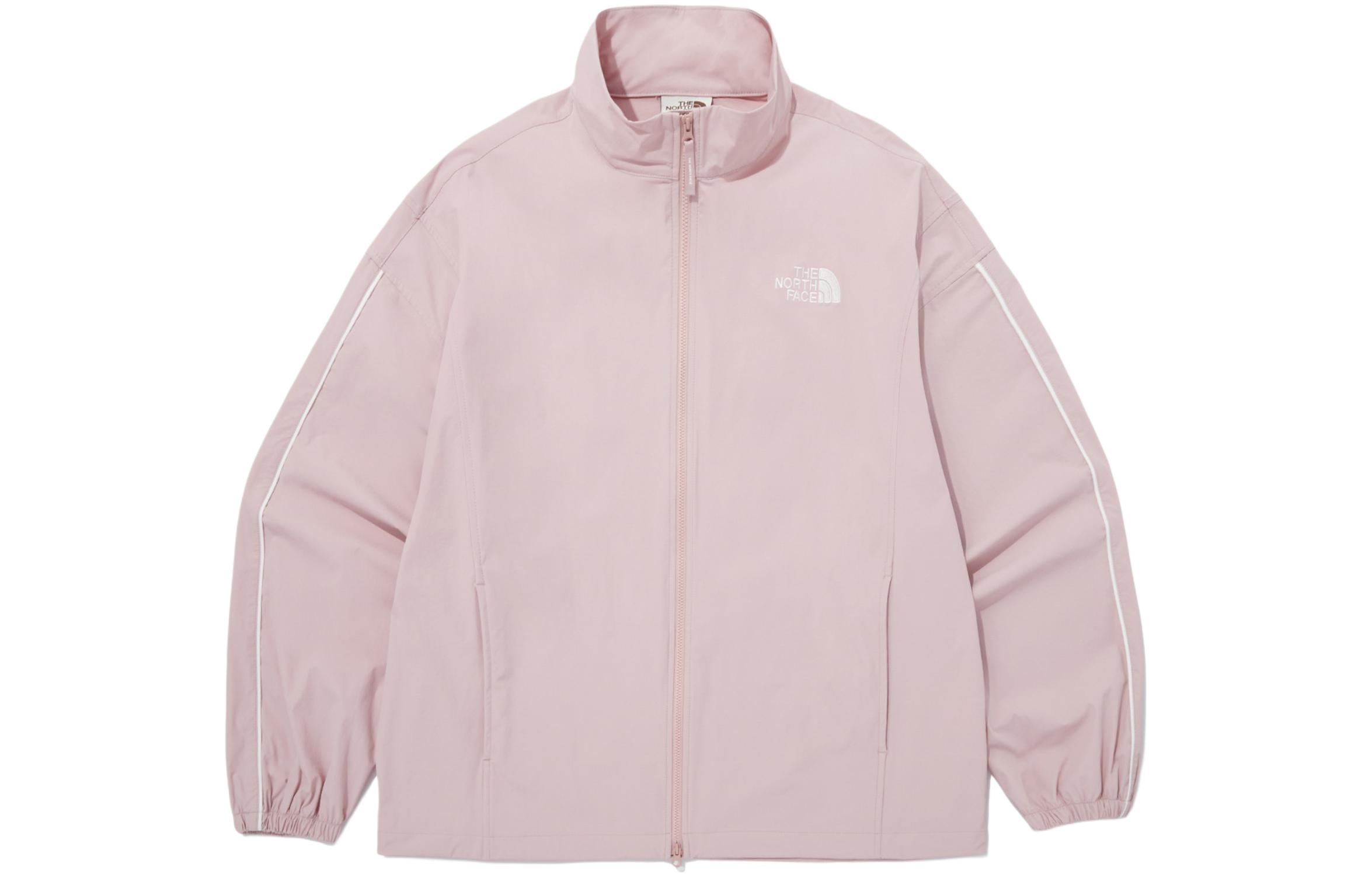 TNF Logo Stripe Print Pink Long Sleeve Jacket Unisex NJ3BQ09L