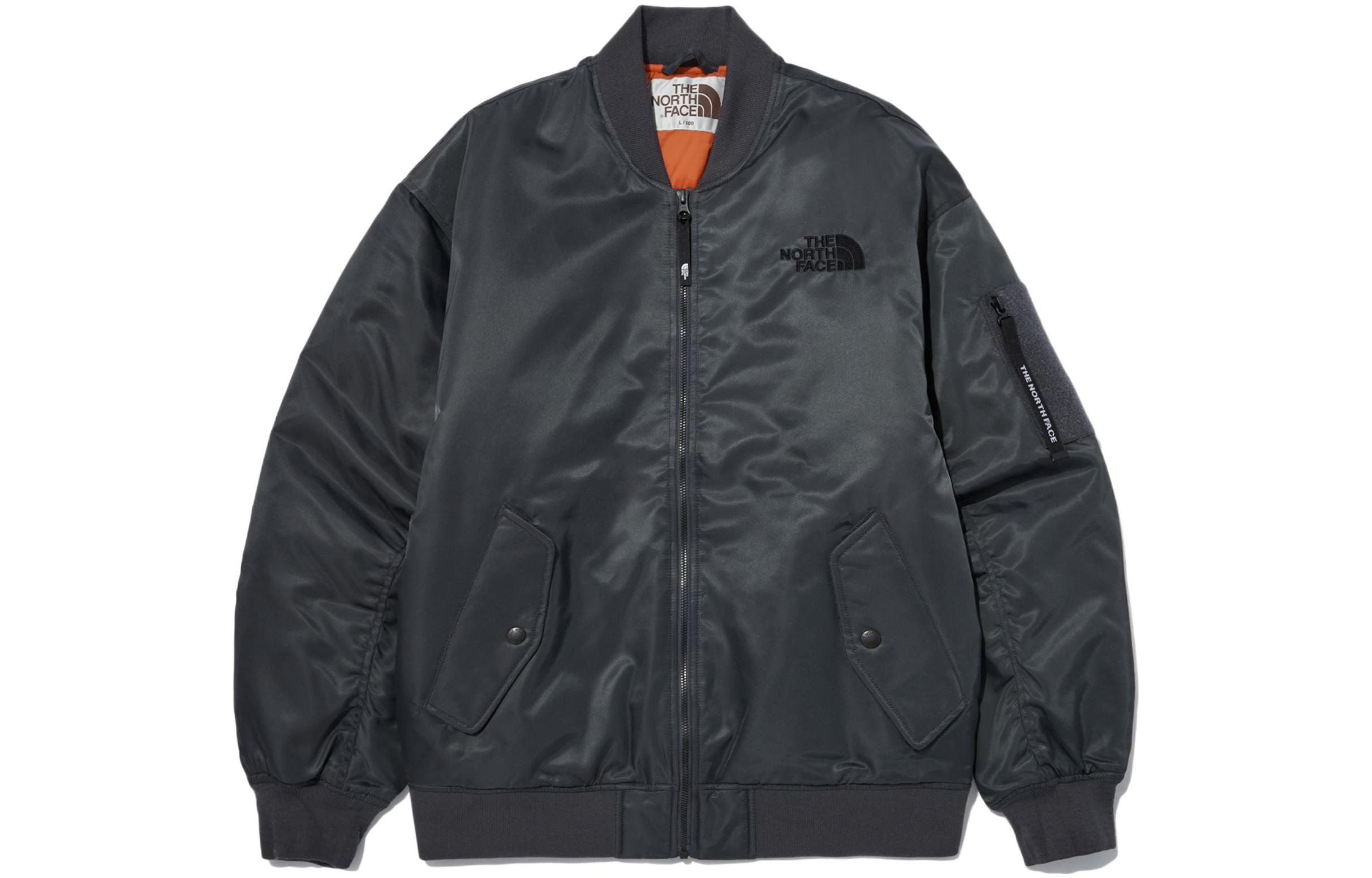 The North Face Logo Zip-Up Bomber Jacket Unisex Charcoal Gray NJ3NN53L