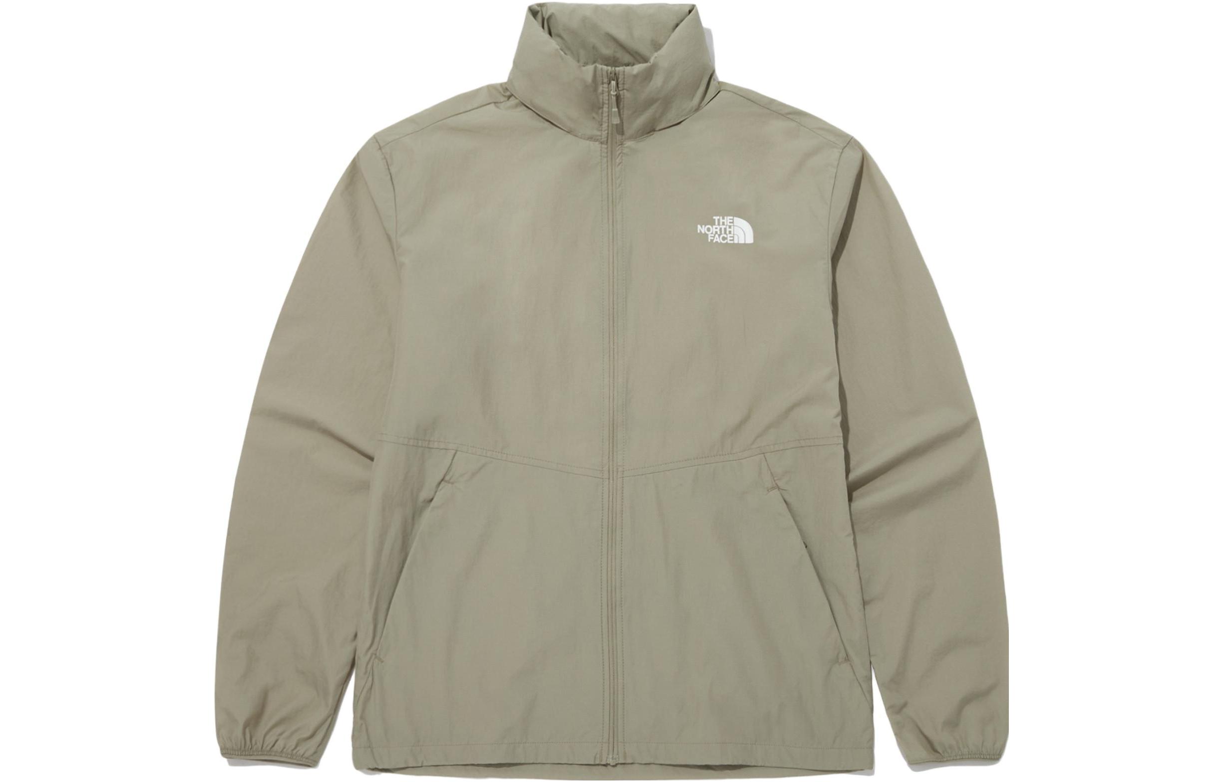 TNF Logo Zip-Up Stand Collar Loose Jacket - Gray NJ3LP00B