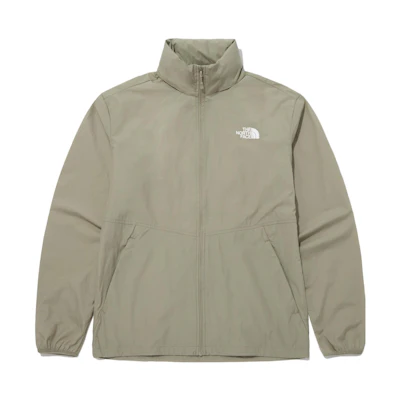 TNF Logo Zip-Up Stand Collar Loose Jacket - Gray NJ3LP00B