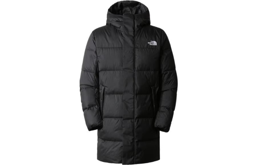 The North Face Long Black Down Jacket with Logo Print NF0A7UQR-JK3